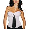 GIYKBX Corsetto da donna senza spalline sexy da ufficio chic preppy bustier con accento cravatta in raso trendy streetwear