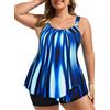 Hanna Nikole Tankini da donna taglie forti, costume da bagno in 2 pezzi, con volant e pantaloncini da bagno, Strisce blu., 10 Di Più