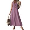 Generico Abito Lungo Senza Maniche con Scollo a V, Abiti Estivi Casual, Lunghi e fluidi, per Le Vacanze al Mare (Light Purple,L)