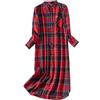 Generic Camicia da notte a maniche lunghe con bottoni per donna, camicia da notte a quadri con colletto rovesciato - Camicia da notte a quadri Tartan, pigiama soffice a maniche lunghe per donna, camicia da