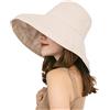Petitefortune 2022 Novità Donna Capeline da Spiaggia Pieghevole Cappello da Sole a Ampia Bordo UPF 50+ Cappello Protezione Solare Cap Visor Anti-UV Bob Cotone Estate Visiera Cappello Traspirante con Corda Antivento