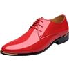 Hsternexy Oxford - Scarpe da uomo in pelle, da lavoro, classiche, in pelle, leggere, con lacci, eleganti, larghe, in vernice, Colore: rosso, 42