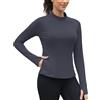 IECCP Maglietta termica da donna, a maniche lunghe, con due tasche, in pile, a maniche lunghe, per sport, traspirante, funzionale, lunga corsa