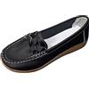 Generico Mocassini Donna Pelle Eleganti 35-43 EU con Basse Scarpe Comode Pianta Larga Senza Lacci Scarpe da Ballo Cerimonia Slip On Decollete Vintage Morbida Casual per Ufficio Primavera e Autunno,Nero,38