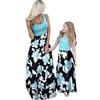 OMZIN Madre E Figlia Maxi Abito Lungo Cuciture Motivo Floreale Famiglia Abbigliamento Party Beach Dress Mamma E Ragazze S-3XL