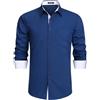 HISDERN Camicia da uomo a maniche lunghe, con bottoni, per il tempo libero da uomo, a contrasto interno, formale, affari, smoking, camicia da sposa