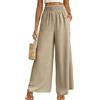 Vossmi Donna Pantaloni Casual Estivi Elegante Pantalone Larghi Vita Alta Elastico Pantaloni da Spiaggia Palazzo con Tasche Donna Tuta Pantalone a Gamba Dritta Kaki,S