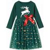 Beganly - Abito per Bambina Piccola, Rosso, per Natale, Bambina, a Manica Lunga, Verde, in Tulle, Tutu, per Feste, Abiti di Natale, da Principessa, per Bambine di 2-6 Anni, Renna, 3 anni