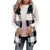 Generisch Gilet da donna in pelliccia sintetica con motivo a quadri, giacca senza maniche con design a plaid Buffalo, morbido gilet con orsacchiotto per un comodo look a strati, Stil_j01 Nero, XL