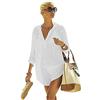 TBSCWYF Copricostume da Bagno Donna in Cotone Estate Abito da Spiaggia Copribikini Bikini Cover Up Copricostumi Parei Camicetta Maglia Tunica