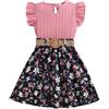 Generico Abbigliamento Estivo per Ragazze Completo Bambina Neonato Set di Magliette pantaloni casual larghi con volant Cotone e Lino Maglietta Pantaloncini Eleganti Taglie da 6 a 14 anni