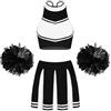 inhzoy Vestito Cheer-Leader Donna Cheer-Leader Costume Cheerleading Carnevale o Evento Sportivo Uniforme Scolastica Crop Top Gonna Plissettata Pompon Costume Halloween Abito A Nero S