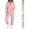 Generisch Pigiama da donna, morbido, pigiama invernale, da jogging, set di due pezzi, in peluche, morbido e caldo, in tinta unita, comodo pile, per il tempo libero, Colore: rosa., XL