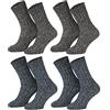 Piarini, 4 paia di calze invernali da uomo e donna, in lana di pecora, grigio naturale, blu antracite, mélange, 35-38, 39-42, 43-46, 47-50 4x blu/antracite. 43-46