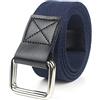 Elegantyl Cinture casual in tela da uomo con fibbia a doppio anello in tela Cinture per jeans Cintura intrecciata in nylon di 3,8cm di larghezza, Blu, 140cm
