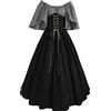 Meaunzyl Abito da Donna Halloween Rinascimentale Medievale Vestito Irlandese Donna Vintage Abiti Vittoriano Costumi Medioevo Vestito Gotico Lungo Donne Abito Lungo Taglie Forti per Halloween Carnevale Feste