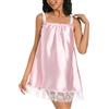 Satini Camicia da Notte Babydoll Raso e Pizzo | Fascia e Spalline Elastiche, Bordo a Volant, Roselline Applicate, Uso Versatile, Taglie S-XXL