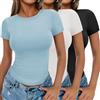 Ekouaer T-Shirt Semplici Donna Confezione da 3 Pezzi Top a Maniche Corte Scollo a Giro Magliette Estive vestibilità Aderente S-XXL