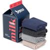 Prisco Calze Donna Caldo Cotone Confezione Regalo Originale | Calzini Invernali Termici Lunghi Corti | Fantasia o Tinta Unita | Simpatica Scatola Brik Latte, 4 Paia (MODA LUNGO)