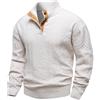 APAELEA Maglione Uomo a Maglia con Placchetta a Bottone a Contrasto e Pullover a Maniche Lunghe a Collo Polo Semi-Alto
