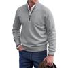 Berrynight Maglione di base della chiusura lampo del cachemire degli uomini, maglione degli uomini del quarto della zip, maglione girocollo di base degli uomini lavorati a maglia, Grigio chiaro, XXX-Large