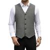 HISDERN Gilet Uomo Tweed Grigio Elegante Gilet Abito in Lana Vintage Panciotto Uomo Casual Business con Bottoni 2XL