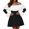 Generic Vestito Natalizio Donna Pin Up Swing Dress Maglione Natale da Famiglia Taglie Forti con Stampa Renna E Fiocco di Neve Elegante Vintage Abiti Party Festa Cocktail