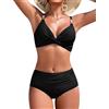UMIPUBO Costume Donna Due Pezzi Bikini Pancia Pieghe Contenitivo Collo A V Sexy Curvy Modellante Vita Alta Push Up Schiena Nuda Con Coppe Mare Costume Da Bagno