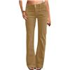 Generisch Pantaloni da donna in velluto a coste con gamba svasata, pantaloni casual in stile anni '70, comodi pantaloni in tessuto con tasche applicate