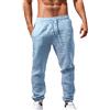 Luadnysin Pantaloni Uomo Estivi,Pantalaccio Lino con Elastico in Vita Pantalone Estivo Sportivi Eleganti Abito Puro Calzoni di Leggeri Lunghi Lines Cotone Leggero Larghi Tasche Laterali,Blue,Blu,M