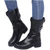 FGUUTYM Stivaletti da donna, corti, in pelle, con chiusura lampo, semi-lunghi, per il tempo libero, da donna, con tacco basso, Chelsea, Nero , 36