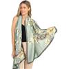 Trillion London® - Sciarpa in seta da donna, firmata, collezione primaverile, leggera, scialle avvolgente, beige, adatta per la vita quotidiana e viaggi, finitura liscia e morbida, Verde floreale.,