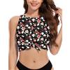 WOWENY Tankini Top da donna singolo, costume da bagno con coppe sexy, bikini push up crop top (solo tankini top, A-rattan fiore, L