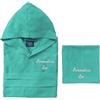 Cieffepi Home Collections MYFIT Set Microfibra Personalizzabile Accappatoio Unisex con cappuccio + Telo (IT, Testo, L, Regular, Regular, Tiffany)