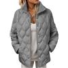 Generisch Giacca trapuntata leggera da donna con colletto alto, giacca per le mezze stagioni con motivo a onde, giacca alla moda con bottoni automatici per l'autunno
