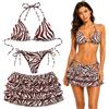 ELIXIUMPRO Costume da Bagno Donna Bikini a Triangolo con Lacci e Slip (Coppe Estraibili)- Fantasie Floreali e Animalier - Set Due o Tre Pezzi Mare Piscina (IT, Testo, M, Regular, Regular, ZEBRATO Marrone)