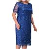 Generic Donna Abito Lungo Blu Estate 2018 3XL Floreale Monospalla A Schiena Scoperta Festa Del Papà