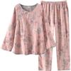 PRINCESS BRIDE Garza Jacquard Cotone Set Pigiama Donna Set Estate Lounge Set Hanfu Sciolto Kimono Slant Collar, rosa chiaro, M