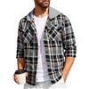 SwissWell Camicia Uomo Flanella Felpe Uomo Camicia a Quadri Manica Lunga Casual Camicia con Cappuccio Blu Scuro Marrone L