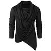 Xmiral Camicie Uomo Inverno Vintage Asimmetrico Mucchio Colletto Heap Maglie a Manica Lunga Tinta Unita (XXL,Nero)