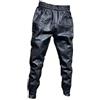 Suncolour Jogger in Pelle Finta Maschile, Pantaloni a Mazza da Motocicletta in Vita Elastica per Pantaloni in Pelle Nera