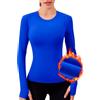 IECCP Theraml - Maglia sportiva da donna, a maniche lunghe, in pile, con foro per il pollice, leggera, per sport, palestra, yoga, allenamento, escursionismo, sci