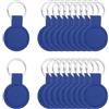 QUARKZMAN 20 Pezzi Portachiavi Rotondo in Feltro con Anello in Acciaio Inossidabile, Portachiavi Etichette Colorate Scrivibili per Chiavi Borse Decorative Fai Da Te (Blu Scuro, 54 * 40mm)