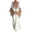 Gienslru Tuta Completa Lino Donna Estivo Boho Chic 2 Pezzi Top Kaftano Vintage e Pantaloni Gamba Larga Tute Elegante Cerimonia Completo Co-ord Set Leggero Taglie Forti Spiaggia Vacanze Streetwear