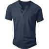 NITAGUT Henley - Maglietta da uomo in cotone, leggera, slim fit, a maniche corte, per il tempo libero, vintage, taglia S-XXL, Blu mare, L