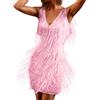 Duohropke - Abito da donna anni 20, Gatsby, con paillette, frangia, sexy, corto, da ballo, con paillette, frange, scintillante, cocktail, da gala, senza maniche, formale, da festa, carnevale, costume