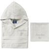 Cieffepi Home Collections MYFIT Set Microfibra Personalizzabile Accappatoio Unisex con cappuccio + Telo (IT, Testo, L, Regular, Regular, Crema)