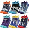 Welwoos Calzini corti per bambini Boys Ankle Socks No Show Funny Odd Cartoon Novelty Cotton Low Cut Socks 6 Paia Regali Forniture per Calze per Bambini Ragazzi