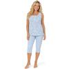 Leedya Pigiama Donna Leggero e Traspirante - Modello Estivo in Cotone Fresco Mezza Manica e Pantaloni Basket - LINGERY Celeste TG XL/52