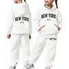Generisch 2025 Bambini Bambino Ragazzi Ragazzi Ragazze Manica Lunga Solido Caldo Con Cappuccio Maglione Pantaloni Pantaloni Pantaloni Tuta Per Bambini, bianco, 10-11 Anni